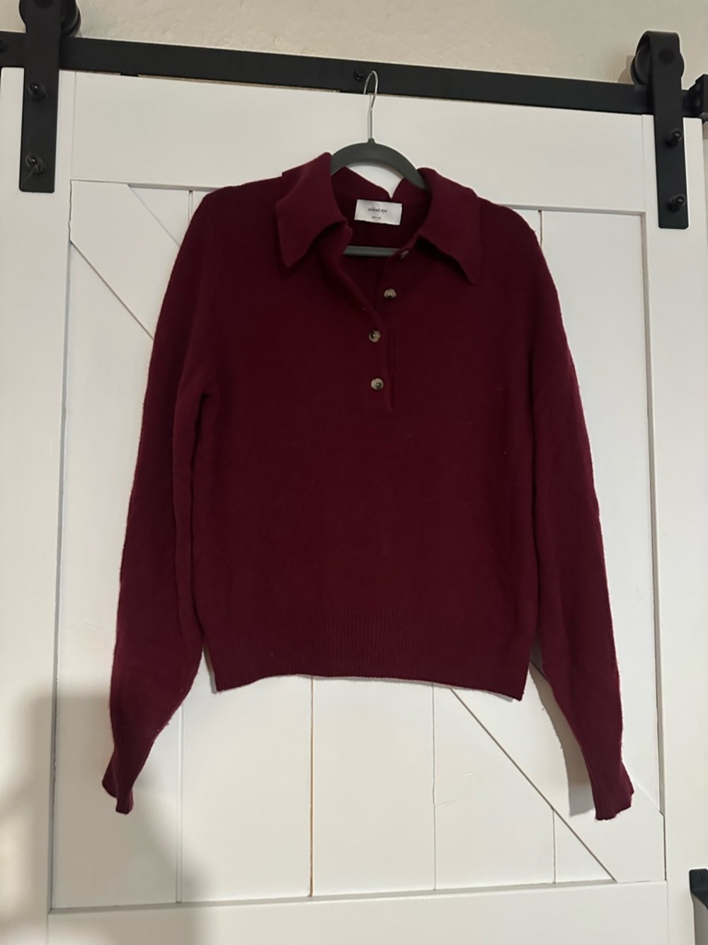 sold out nyc Women’s Collared Button Pullover Sweater - Wine